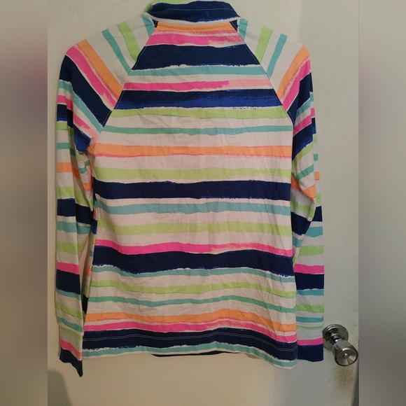 Lilly Pulitzer "Cats Meow" colorful striped rainbow pullover quarter zip SZ.XS - Picture 4 of 7